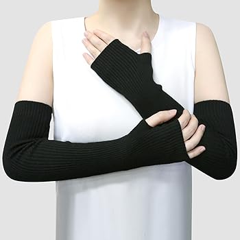 SEYUFN Winter Fingerless Long Gloves for Women Cashmere Blended