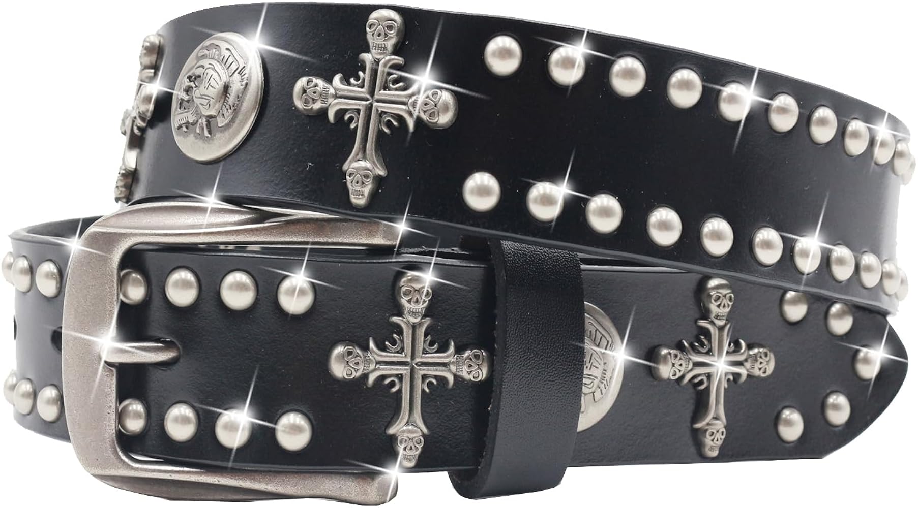 Skull Studded Belt Y2k Skull Belts Genuine Leather studded belts