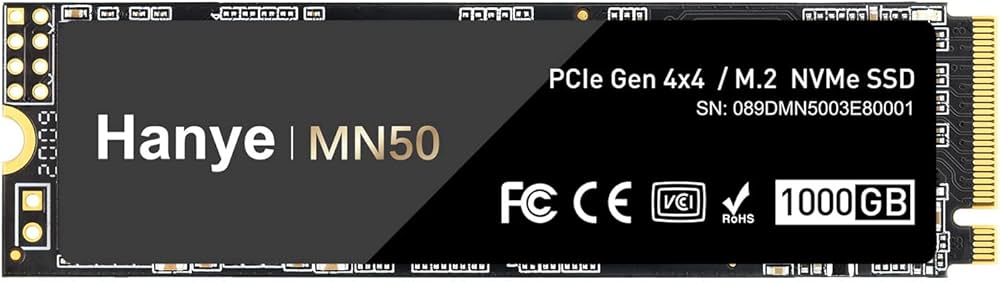 Amazon | Hanye SSD 1TB PCIe Gen4x4 M.2 NVMe 2280 R:4900MB/s W