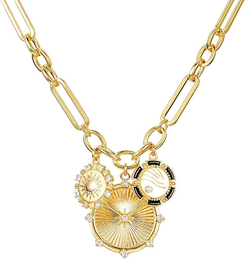 Amazon.com: Sun Heart Charm Choker Necklace for Women Men,18k Gold