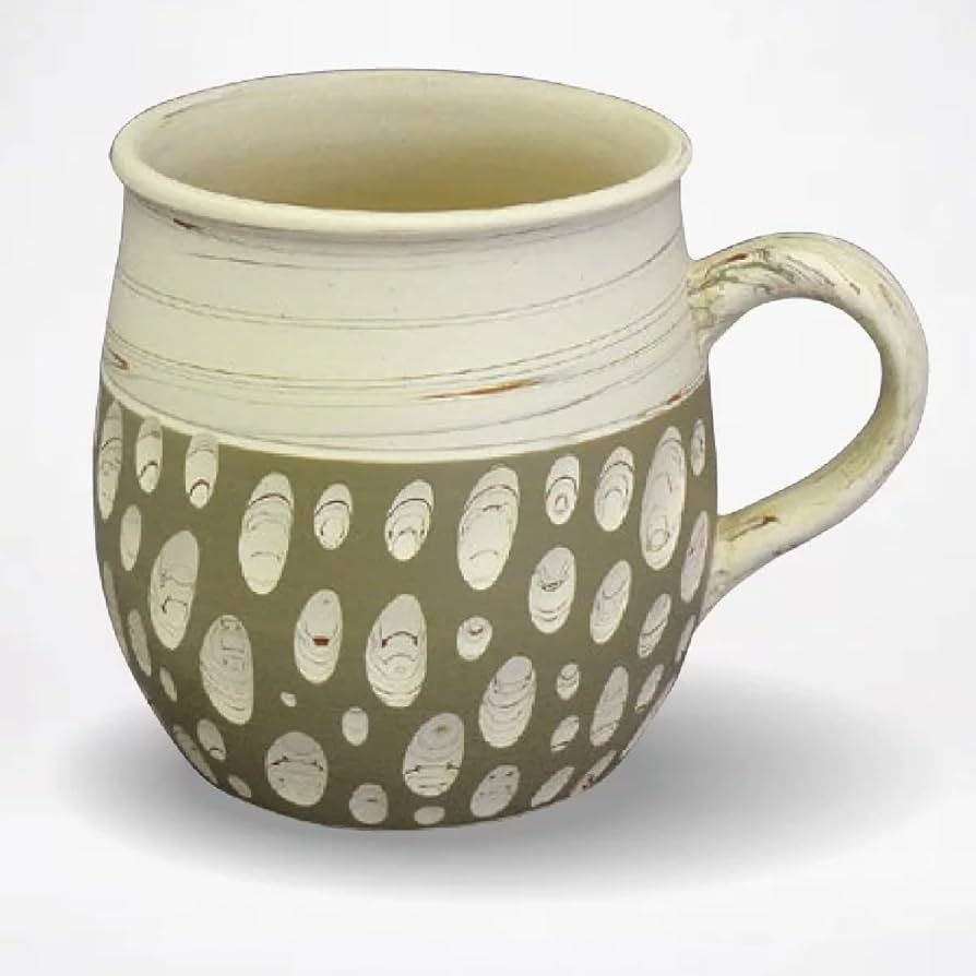 Amazon.co.jp: 常滑焼 マグカップ 憲児陶苑作 白練込み水玉 (緑