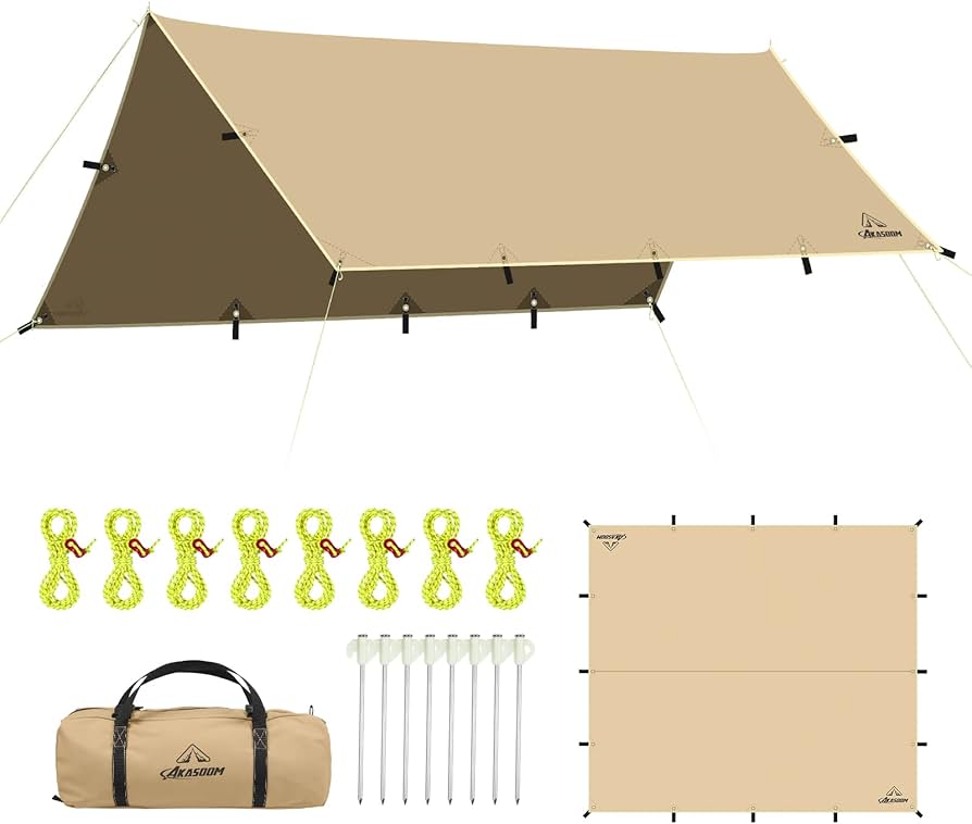 Amazon | AKASOOM タープ TCポリコットン 3mx3m 焚き火可 500mm耐水圧