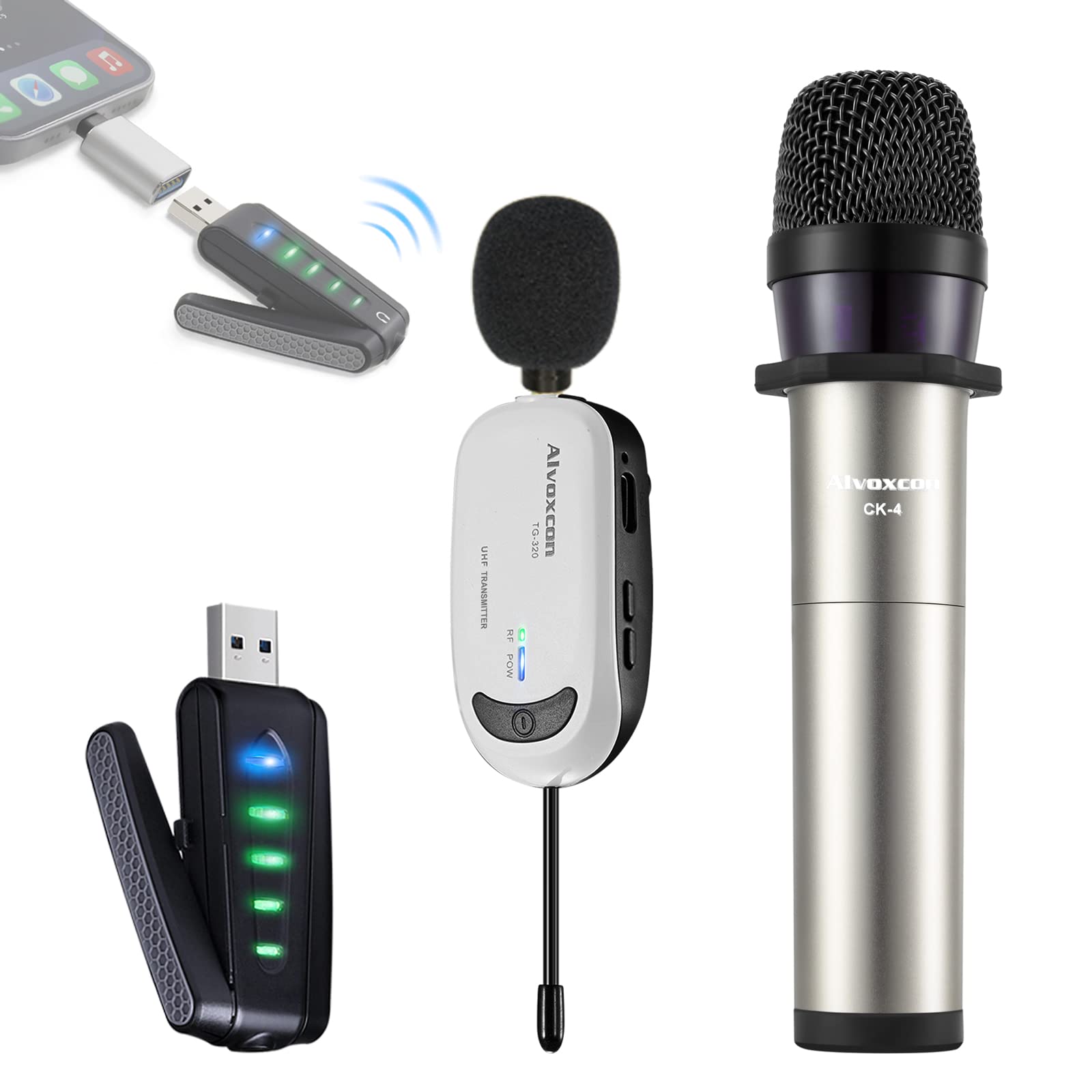 Amazon.co.jp: ワイヤレスマイク USB受信機付き Alvoxcon ピンマイク