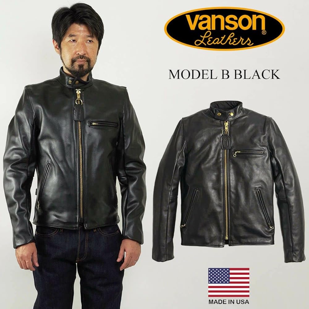 Amazon | [バンソン] VANSON MODEL B シングル ライダース ブラック 40