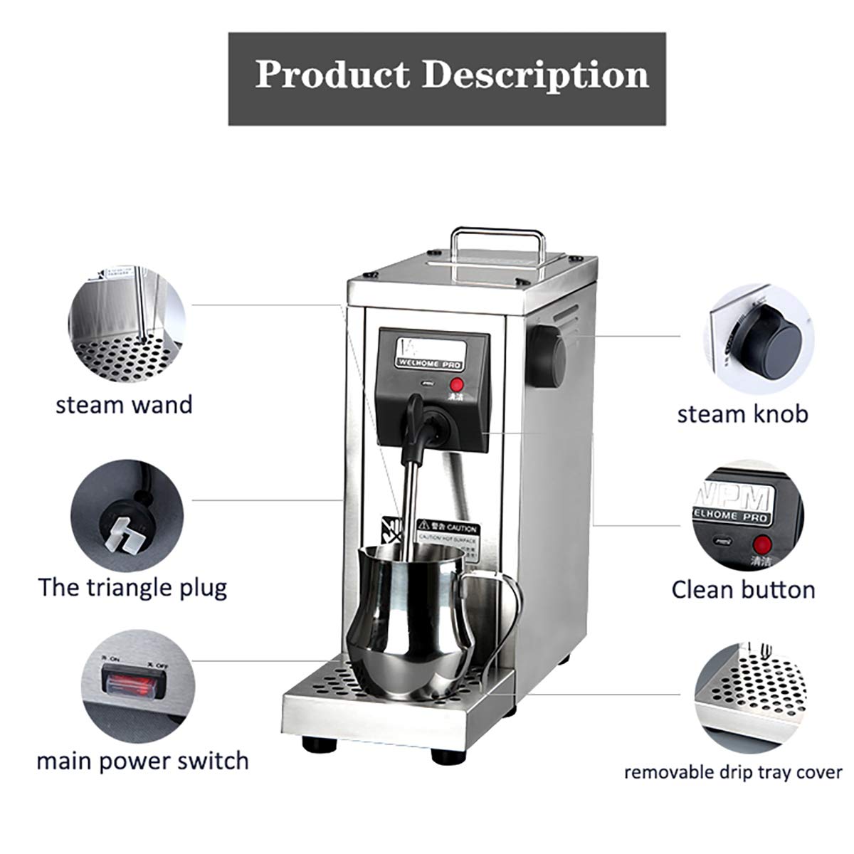 Amazon | 電気ミルク泡立て器蒸気誘導ミルクスチーマーホーム商業用