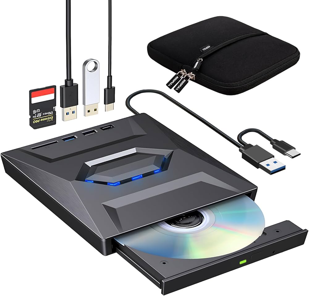 Amazon.co.jp: ROOFULL 外付けCD DVDドライブ USB 3.0 Type-Cポート +