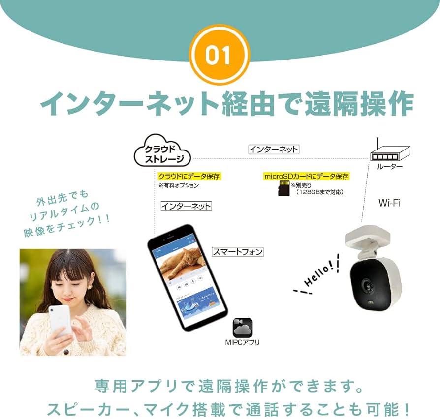 Amazon.co.jp: 防犯・見守りネットワークカメラ IP65 SE-IPC01-WH