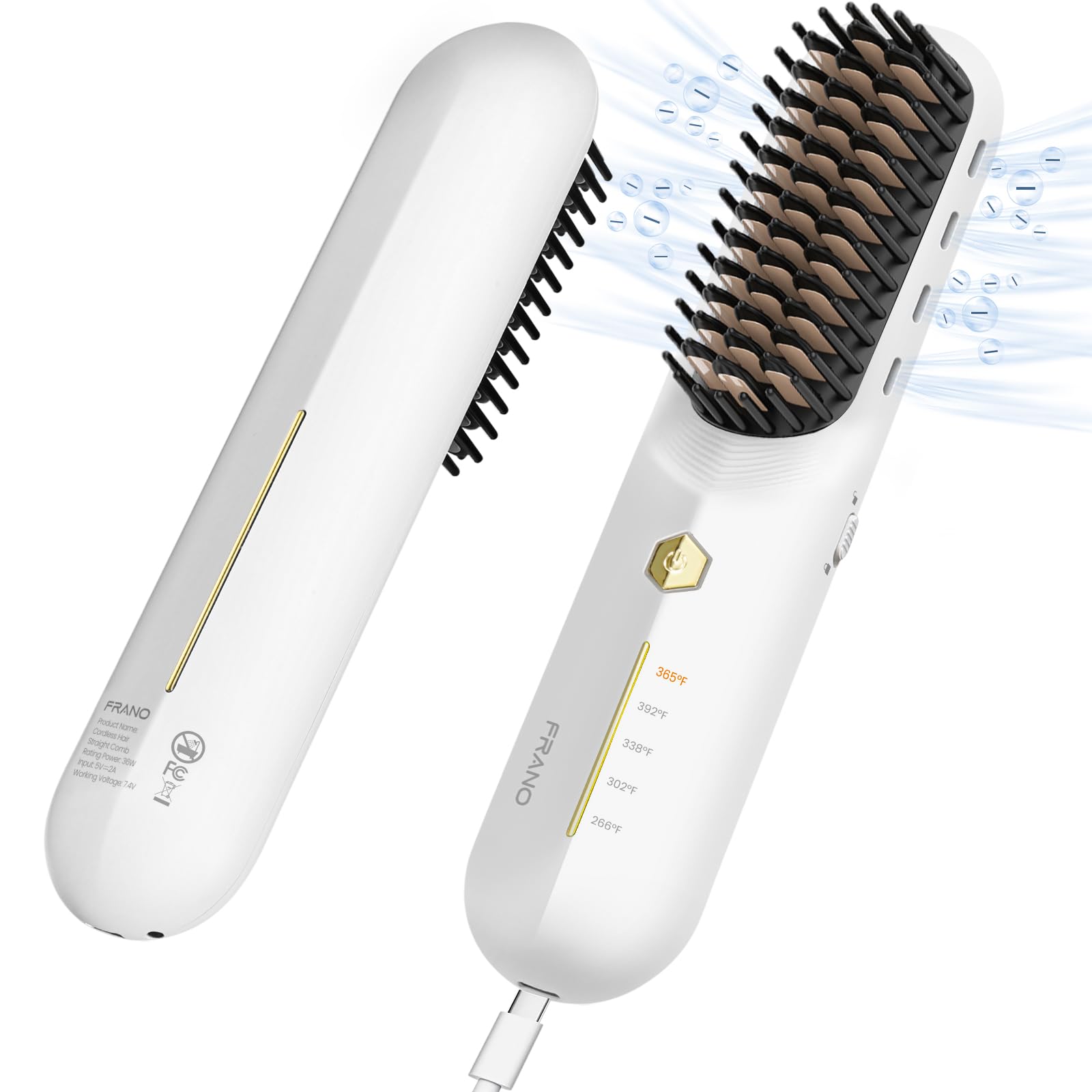 Amazon.com : FRANO Hair Straightener Brush, Portable Cordless