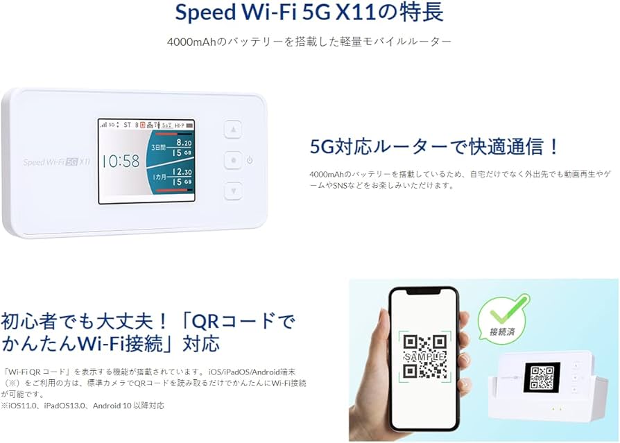 Amazon | Speed Wi-Fi 5G X11 端末のみ、ホワイト、シムフリー | au