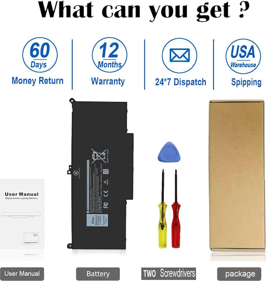 Amazon.com: 60Wh F3YGT Battery Latitude 7480 Battery Replacement