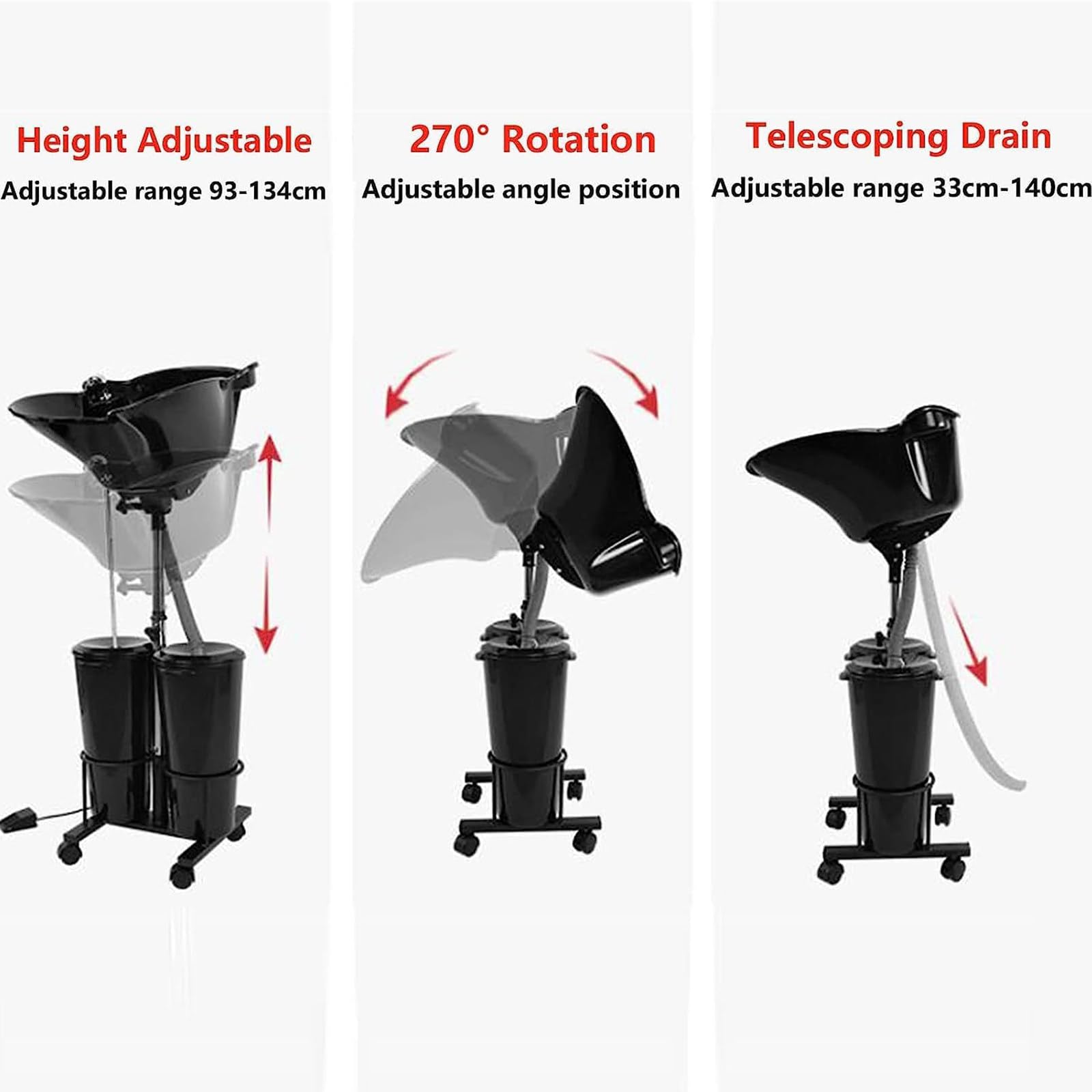 Amazon.co.jp: ポータブルシャンプー台、高さ調節可能なサロンディープ