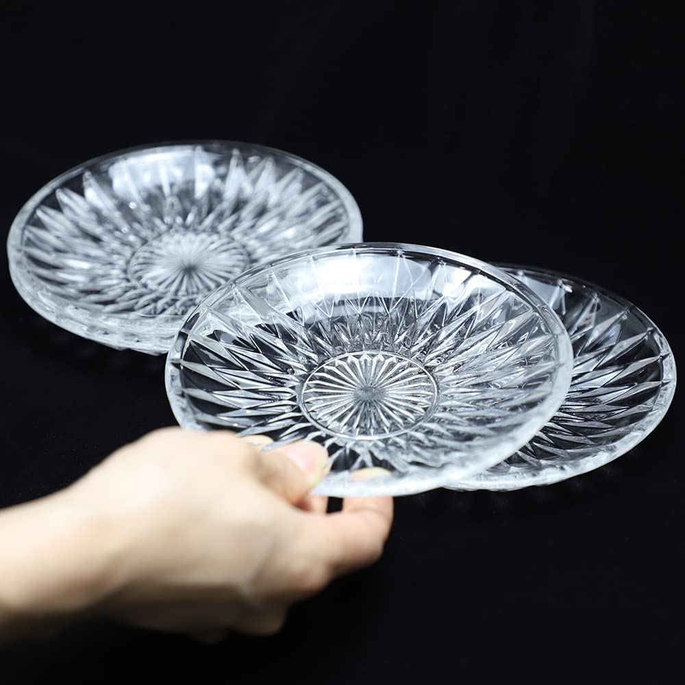 Amazon.com | Sizikato 4pcs Diamond Striped Glass Snack Plate, 5.7