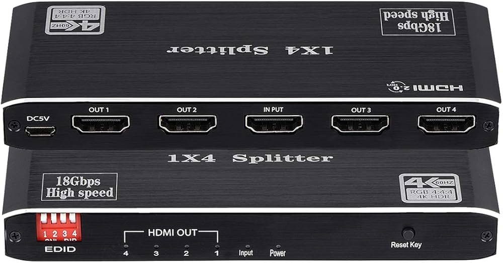 Amazon.com: 1x4 HDMI Splitter, 4K 60Hz 1 in 4 Out HDMI Splitter