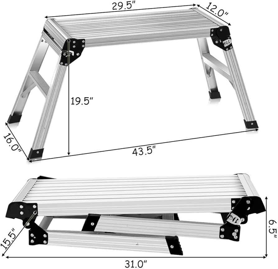 Giantex Aluminum Work Platform, Folding Work Bench with Non-Slip