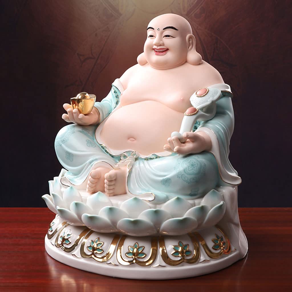 Amazon｜仏像 禅の装飾 陶器 満堂仏座 蓮華座 弥勒仏 大腹 笑う仏 弥勒