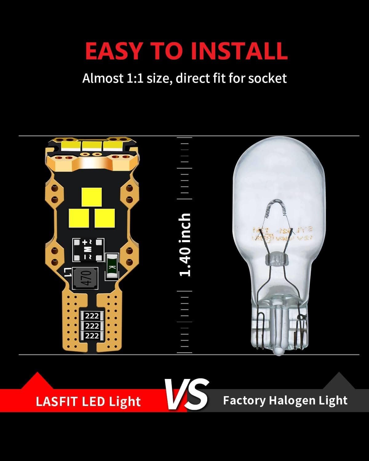 LASFIT LED Reverse Back Up Light Bulb 921 912 W16W T15 906 916