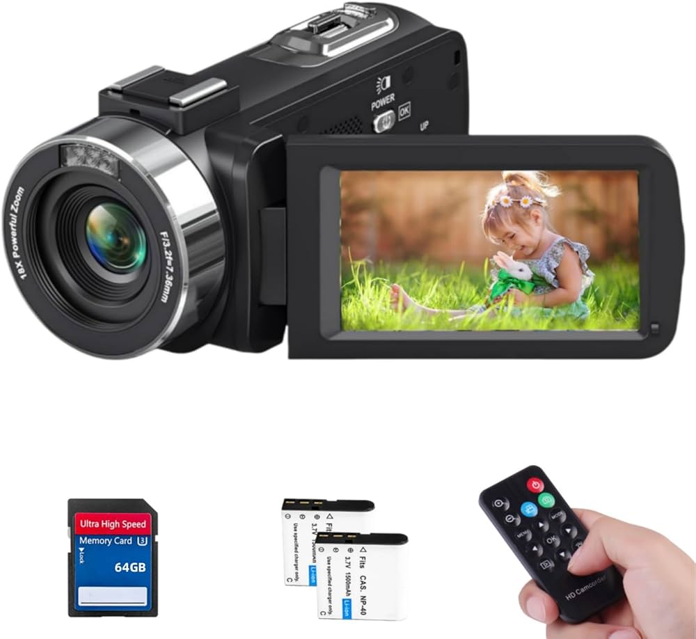 Amazon | ビデオカメラ 4K 48MP 30FPS18Xデジタルズーム IRナイト