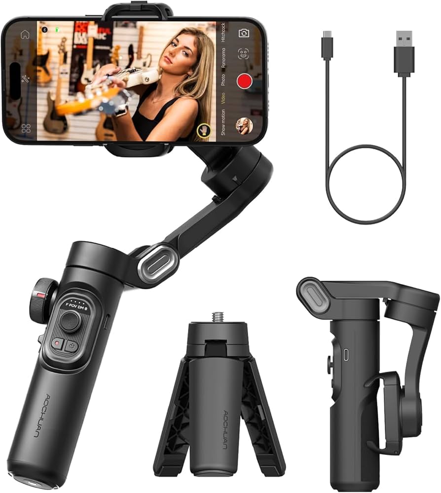 Amazon.co.jp: AOCHUAN SMART XE スマホ ジンバル 三脚付き 折りたたみ