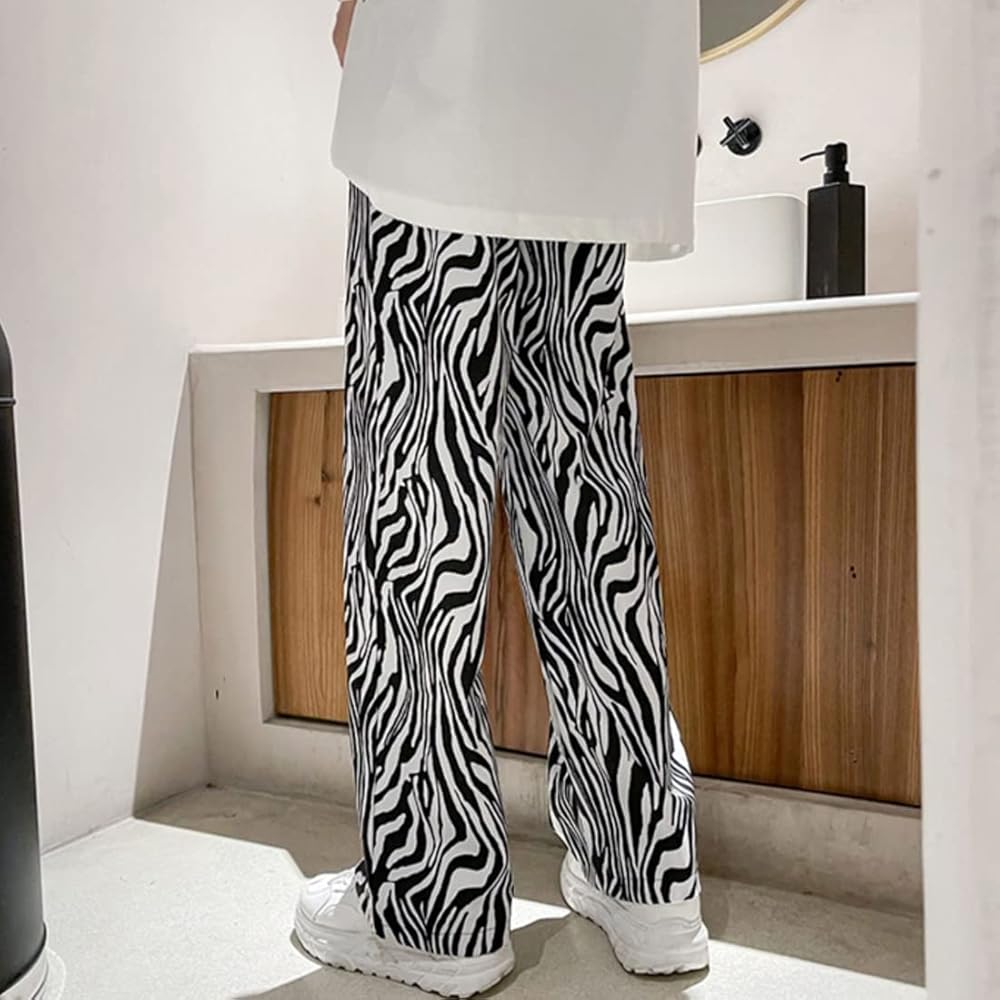 Amazon.com: HZCX FASHION Men Streetwear Ice Silk Straight Wide Leg