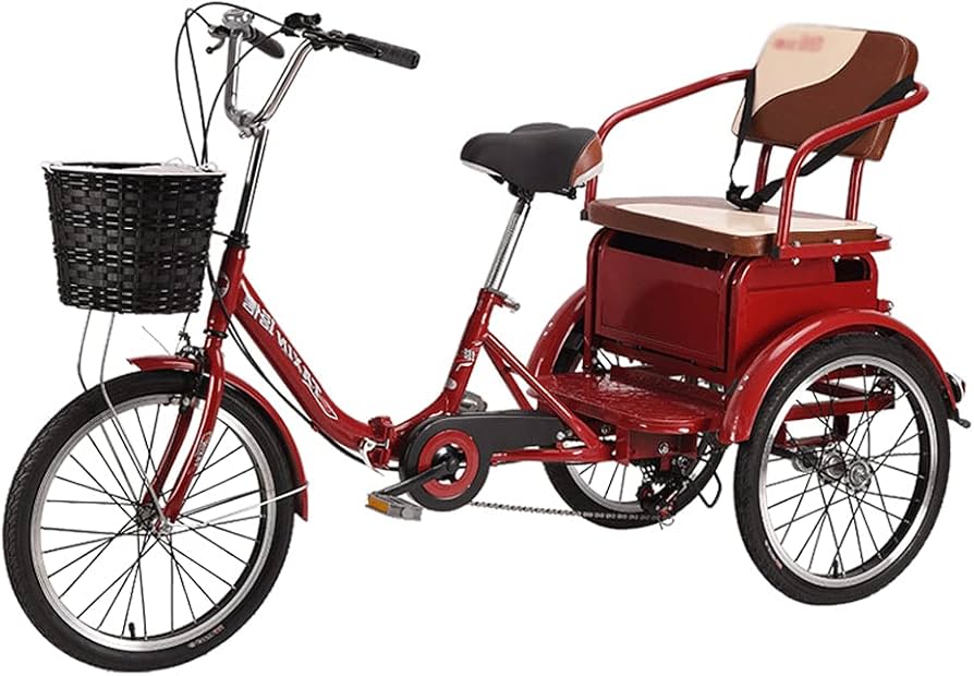 Amazon.co.jp: 赤い三輪バイク 20 インチ大人用三輪車 6 速 3 輪自転車