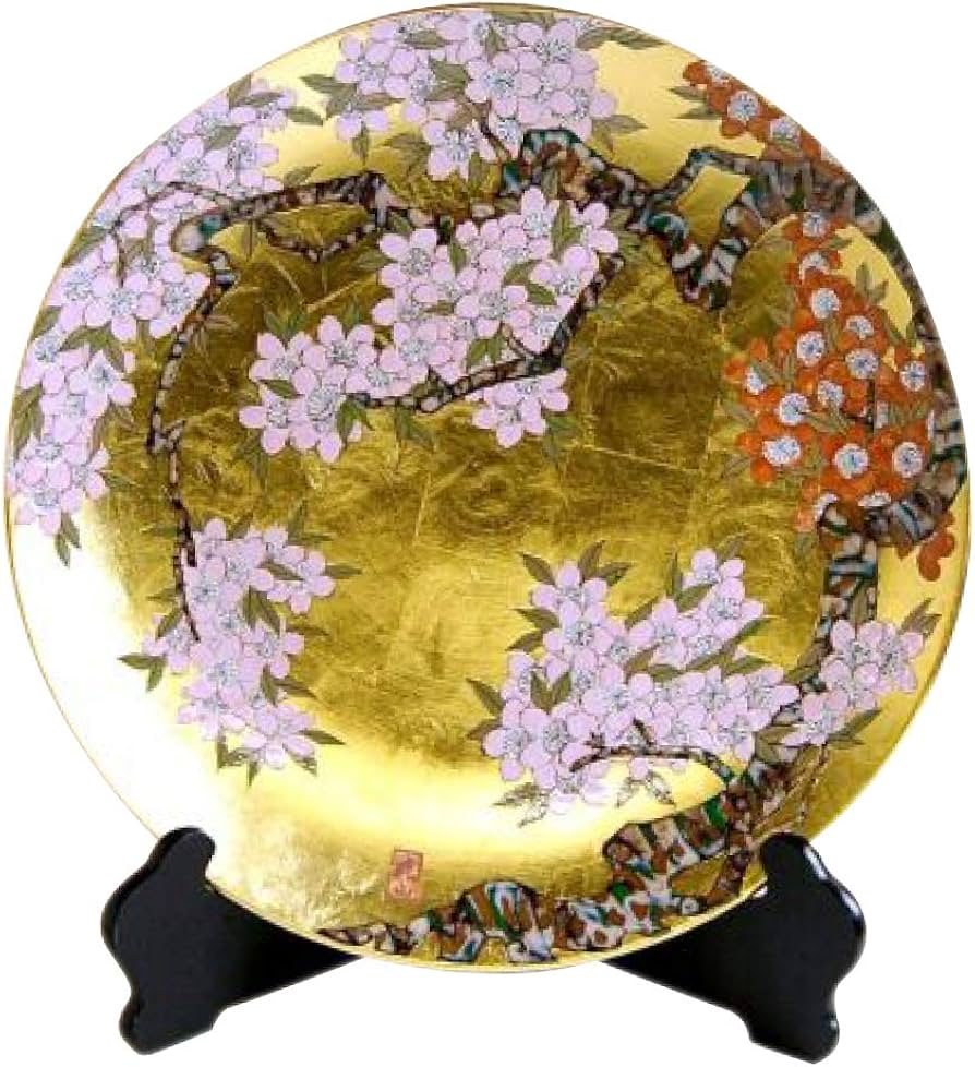 Amazon.co.jp: 飾り皿 絵皿 大皿 スタンド付き 有田焼 琥山窯 陶器