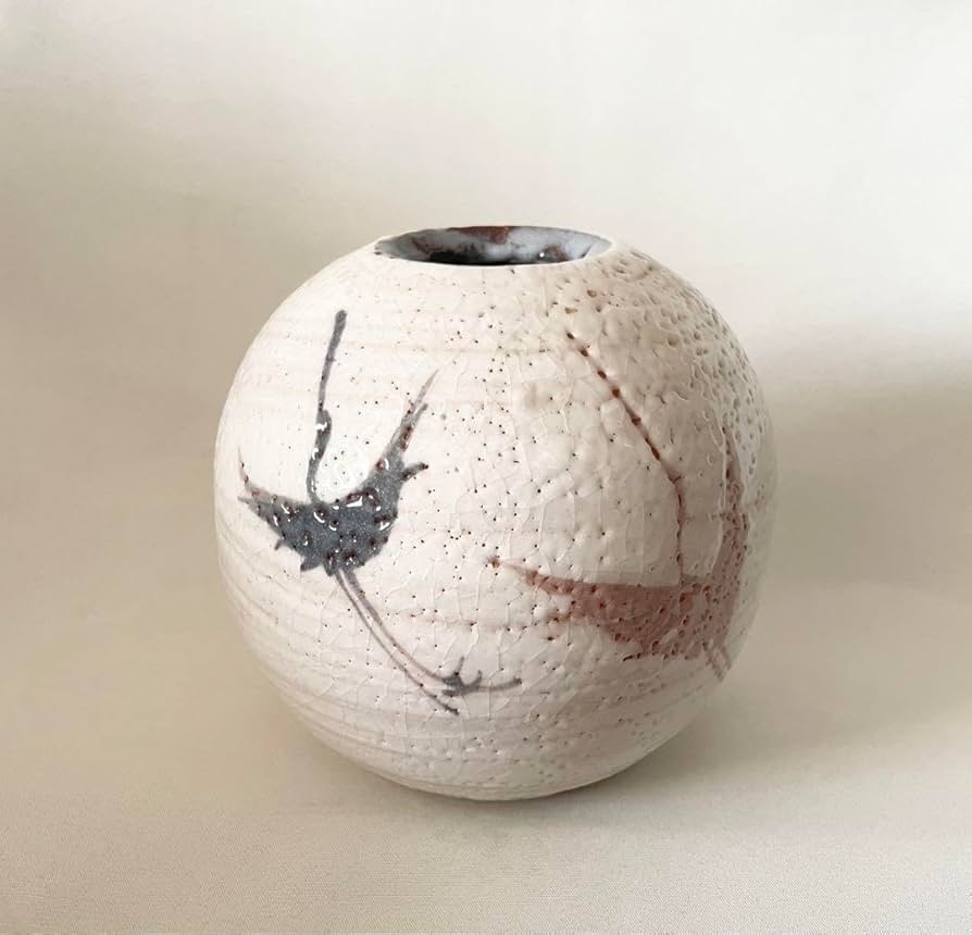 Amazon.co.jp: 志野焼 桔梗屋窯 五代目小三郎 花瓶 鶴 : ホーム＆キッチン