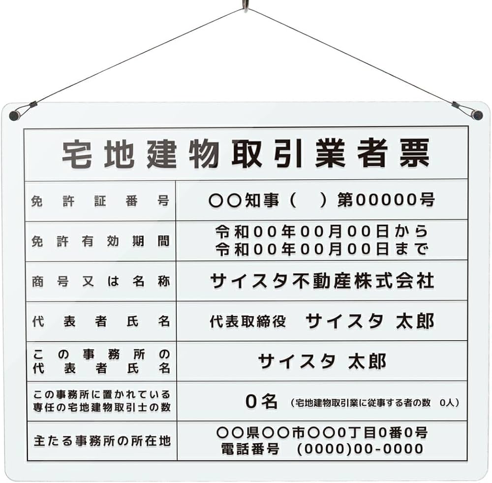 Amazon | オリエンタライズ 宅地建物取引業者票 令和7年4月改訂版 吊り