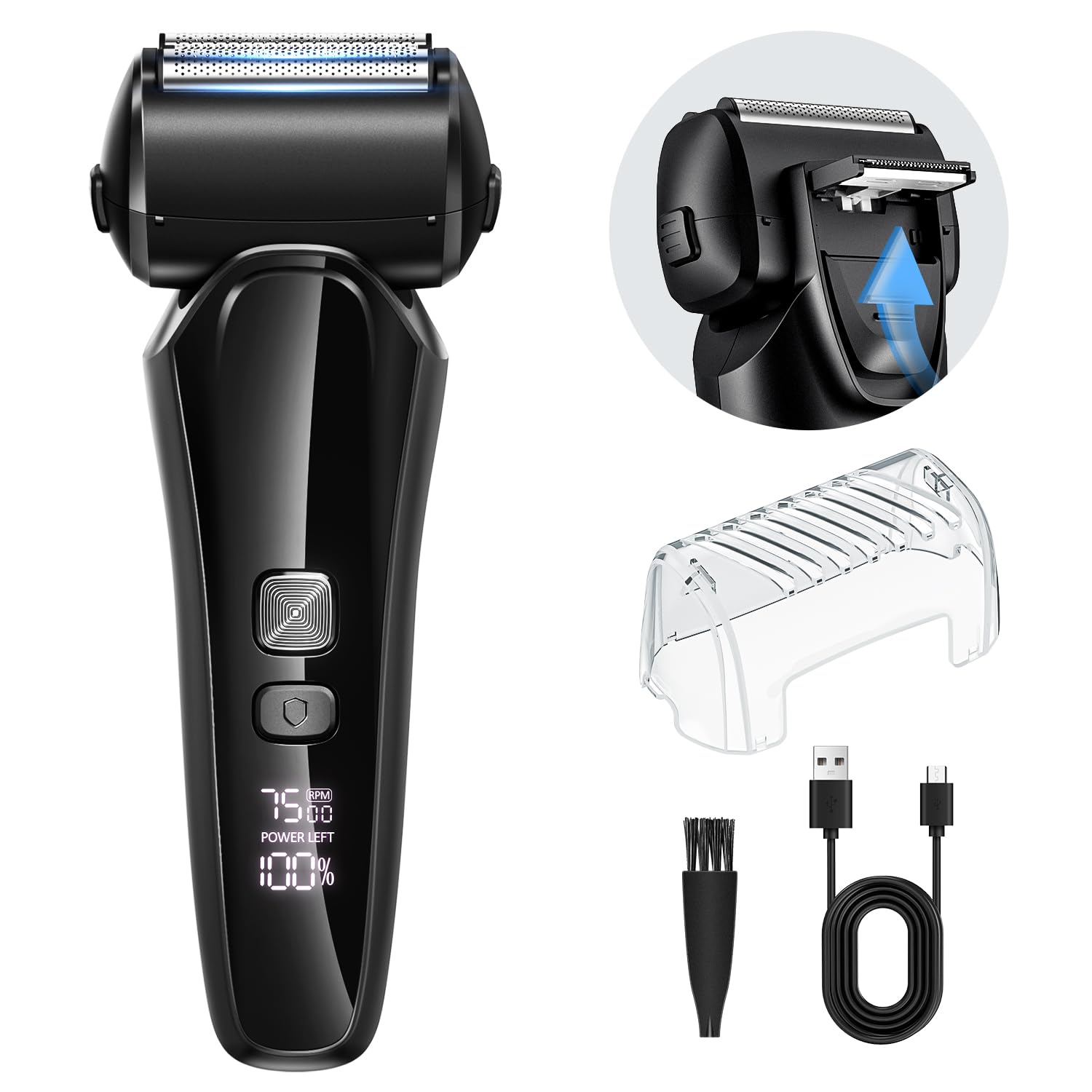 Amazon | シェーバー メンズ 電池式 【3連密着ブレード&120min連続使用