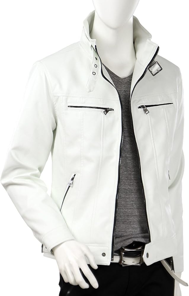 Amazon | [CrossWorld] ライダース 白 ジャケット ライダース