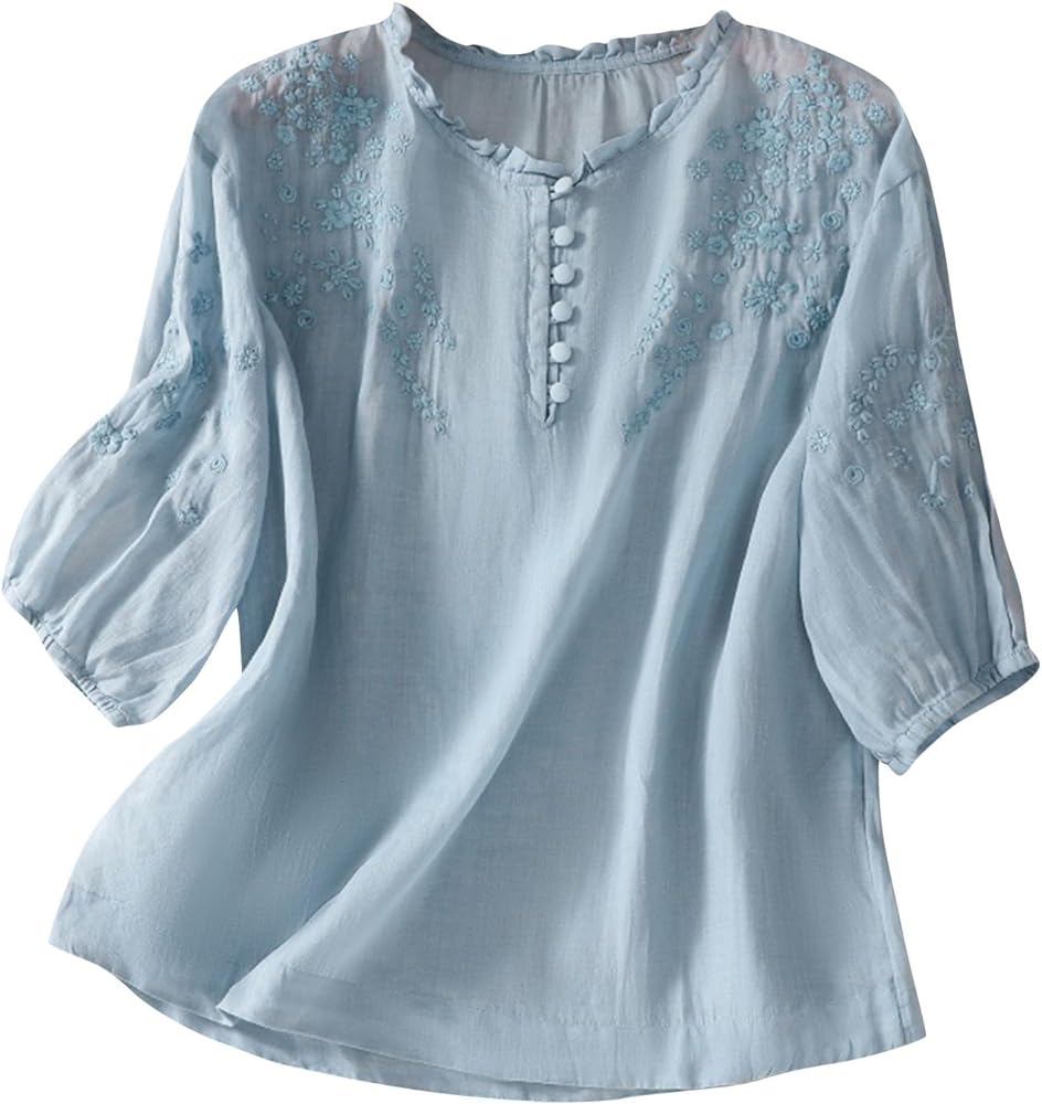 トップス Bluelea Embroidery organdy blouse Bluelea Embroidery