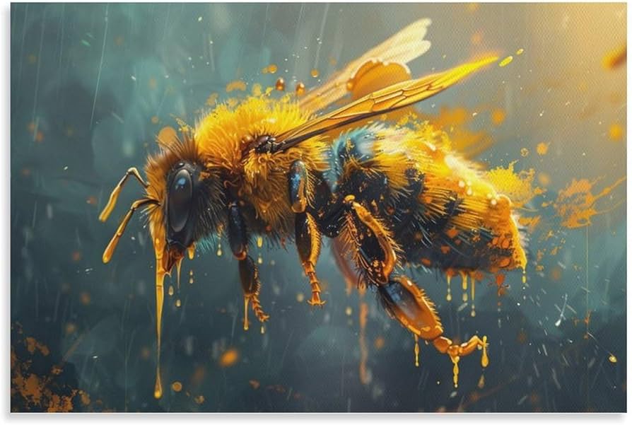 Amazon.co.jp: 絵画 蜂蜜まみれのミツバチ アートパネル ポスター 動物