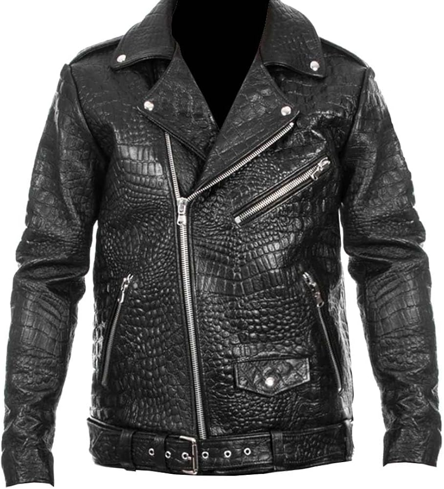 GAULZOOS Men's Genuine Black Brando Notch Lapel Collar Vintage