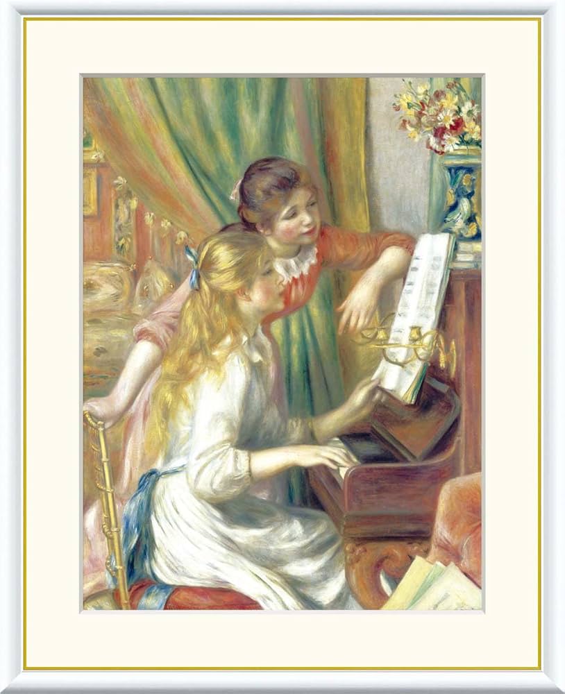 Amazon｜ルノワール ピアノに寄る少女たち 【F4】 絵画 （紐・フック付
