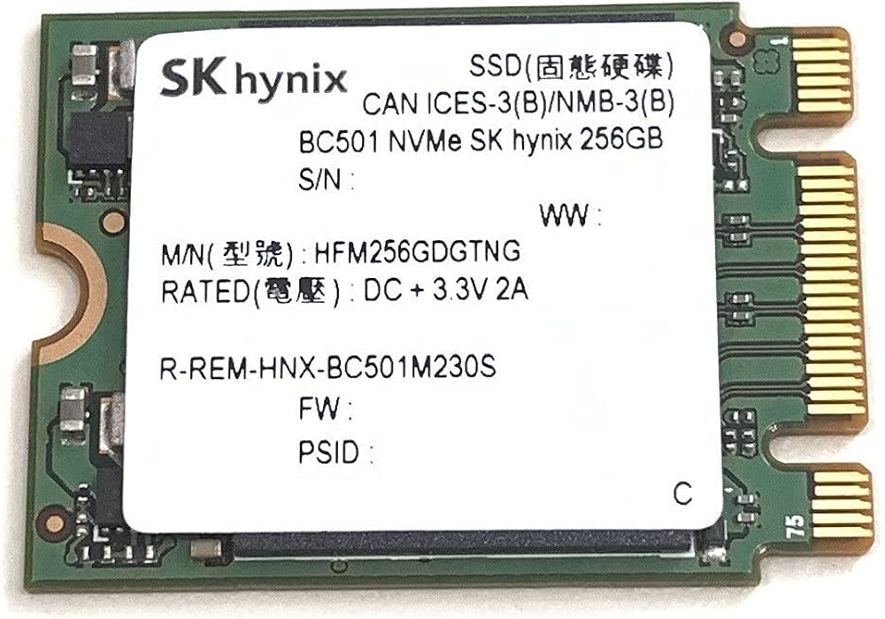 Amazon | SK Hynix SSD 256GB BC501 M.2 2230 30mm NVMe PCIe Gen3 x4