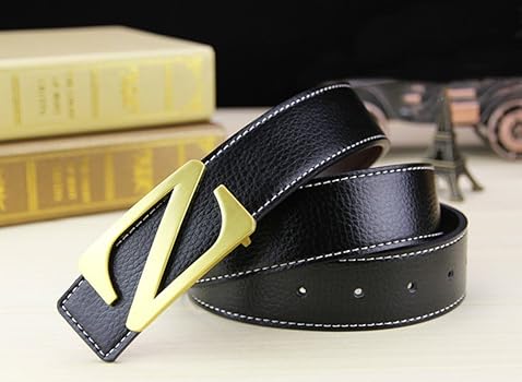 Cliont Mens Z Letter Buckle Leather Belt For Jeans at Amazon Men's