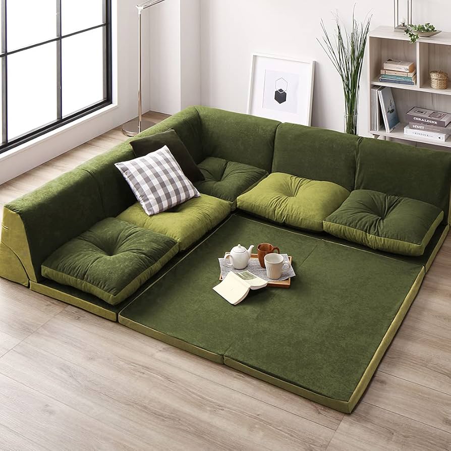 Amazon | うたた寝ができるソファセット グリーン／グリーン フロア