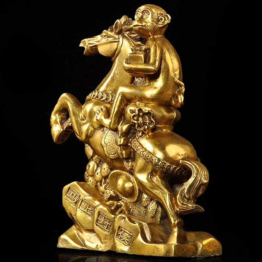 Amazon.co.jp: 風水像と置物中国の真鍮の馬の猿の装飾品、馬の彫刻に