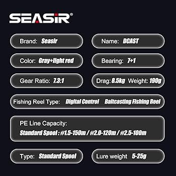 Amazon.com : SEASIR DCast Baitcaster Reel, Digital Control Fishing