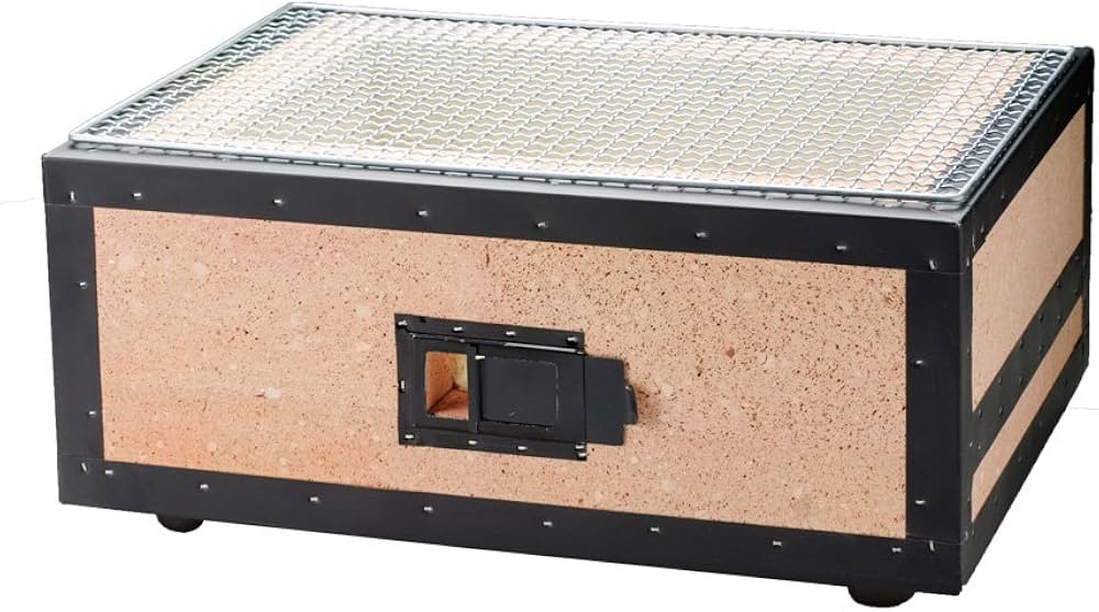 Amazon.co.jp: ポーラスセラミックス炭火コンロ長角七輪 BQ12 網付