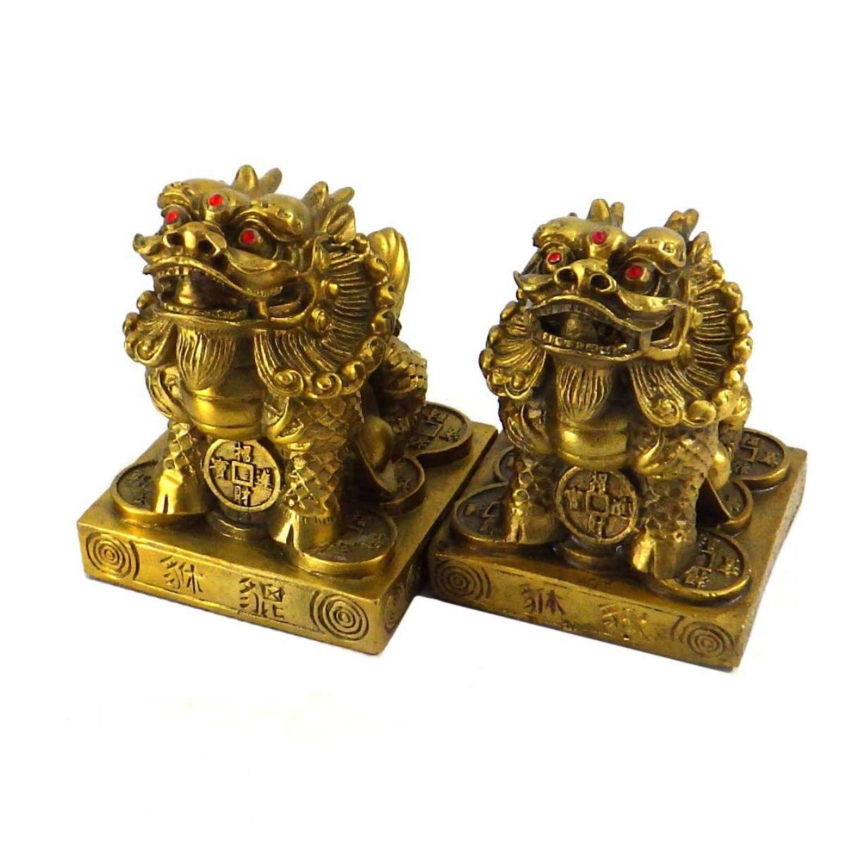Amazon.co.jp: 銅製 「雌雄貔貅(ヒキュウ)(一対)」 [風水 開運グッズ