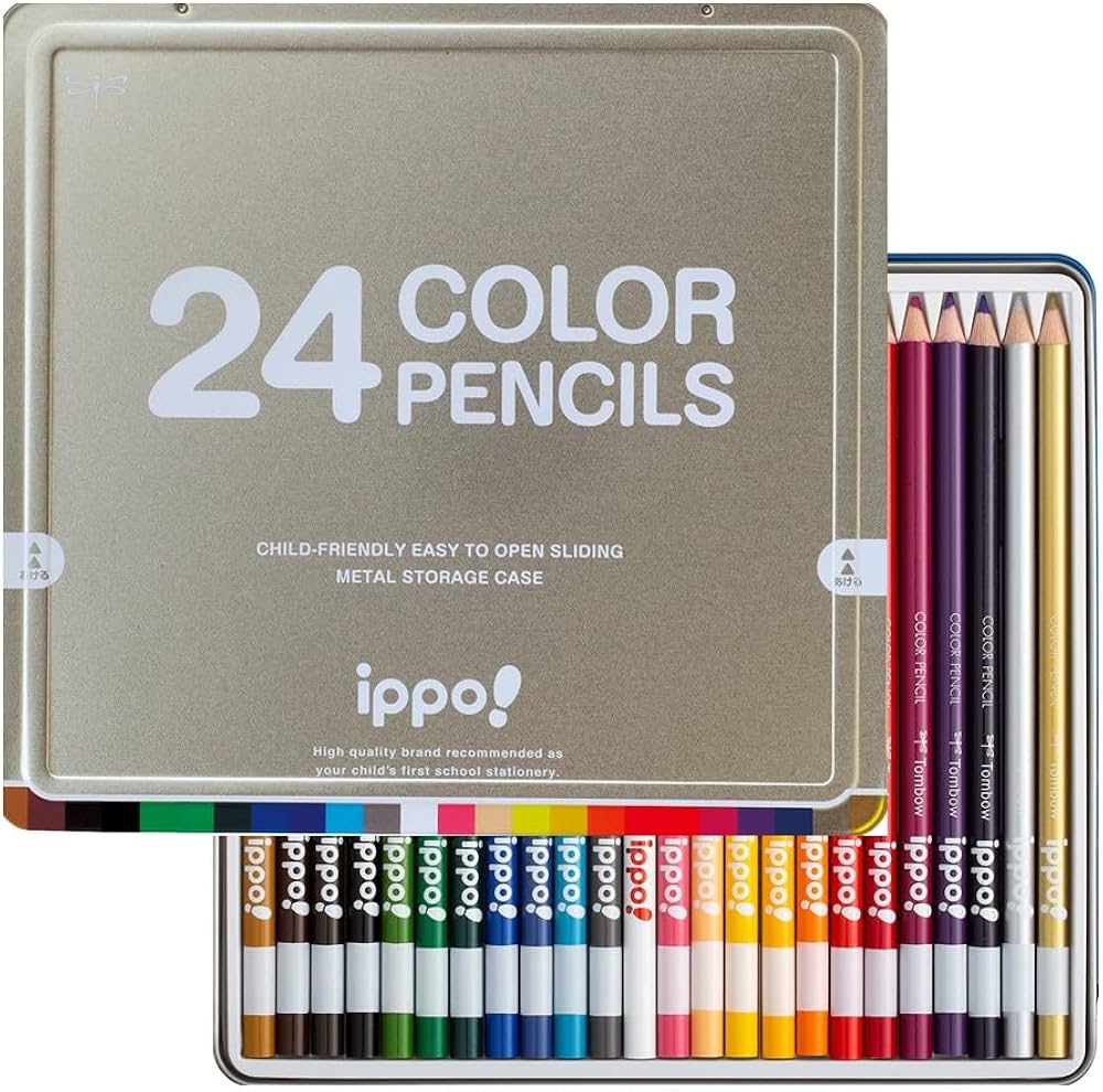 Amazon | トンボ鉛筆 色鉛筆 24色 小学生 ippo! (スライド式の缶