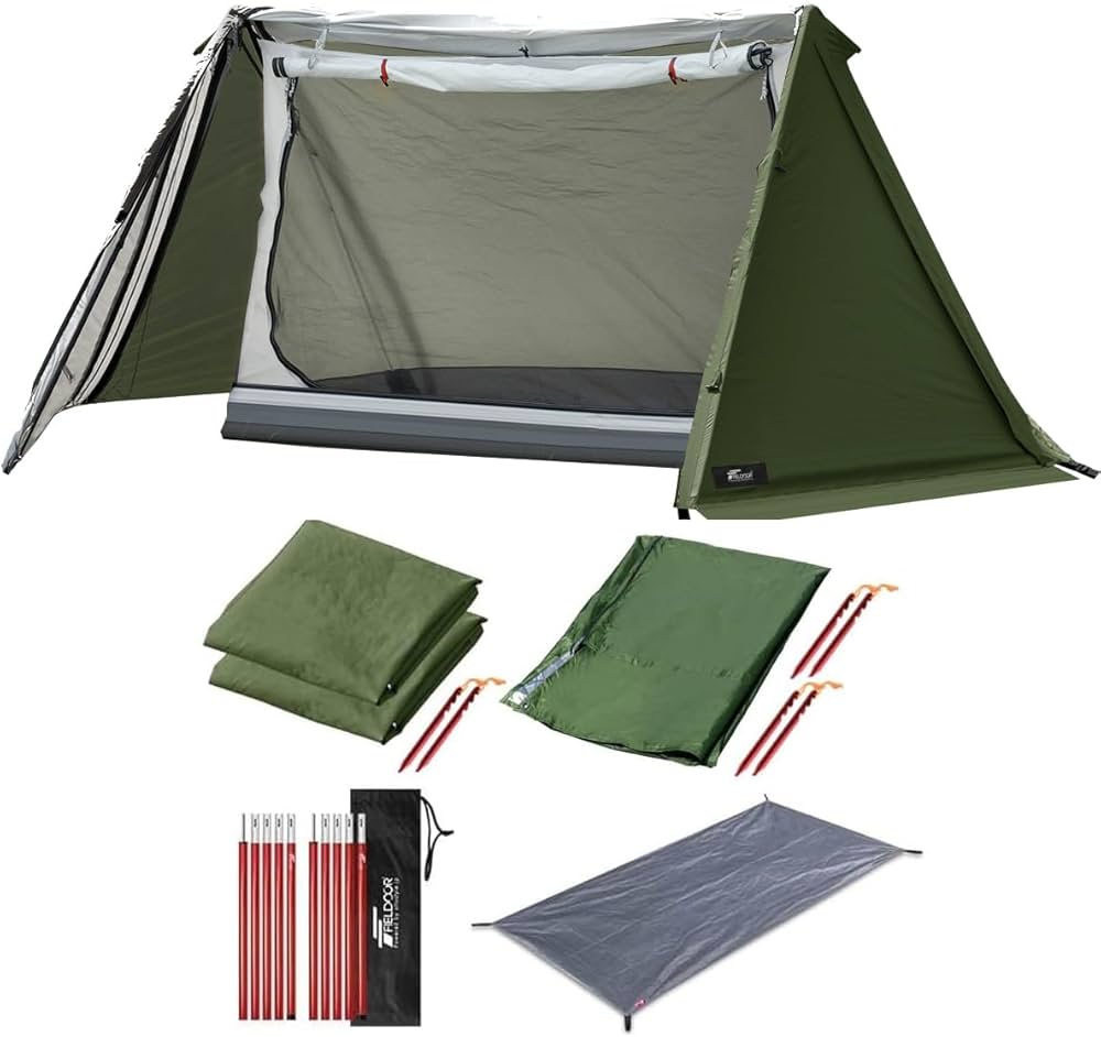 Amazon.co.jp: FIELDOOR パップテント320 ポリエステル 【カーキ