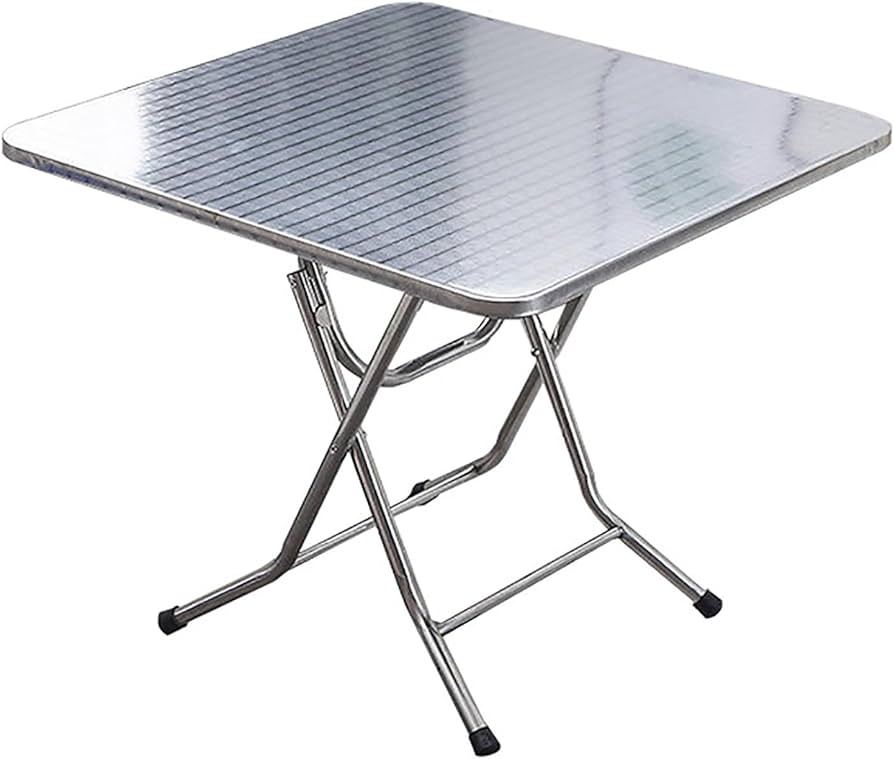 Amazon｜正方形のステンレススチール製折りたたみテーブル、折りたたみ