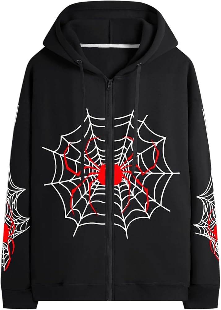 Amazon.com: Hesaco Spider Graphic Hoodies Y2k Zip Up Hoodie Men
