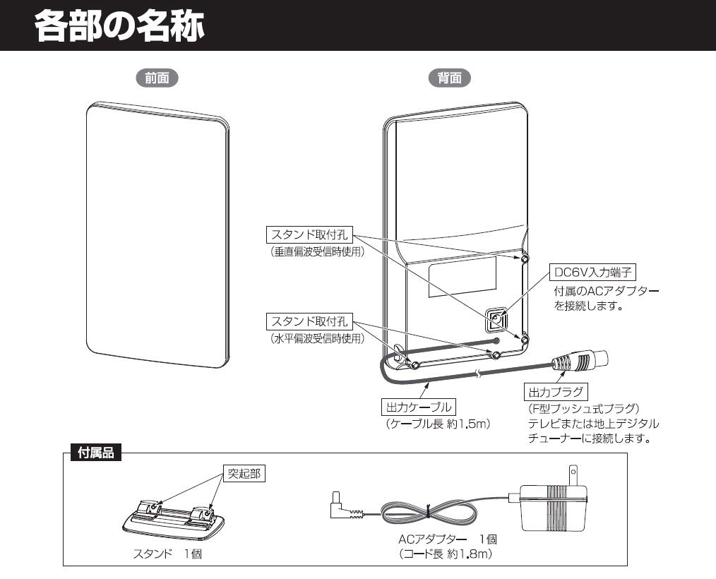 Amazon | マスプロ電工 家庭用UHF卓上アンテナ ブースター内蔵型