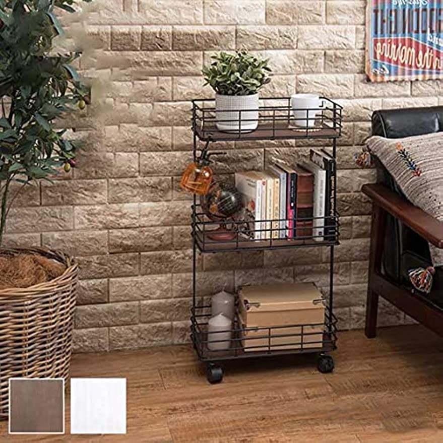 Amazon｜木製 キッチンワゴン キャスター付き 3段 北欧 アイアンラック