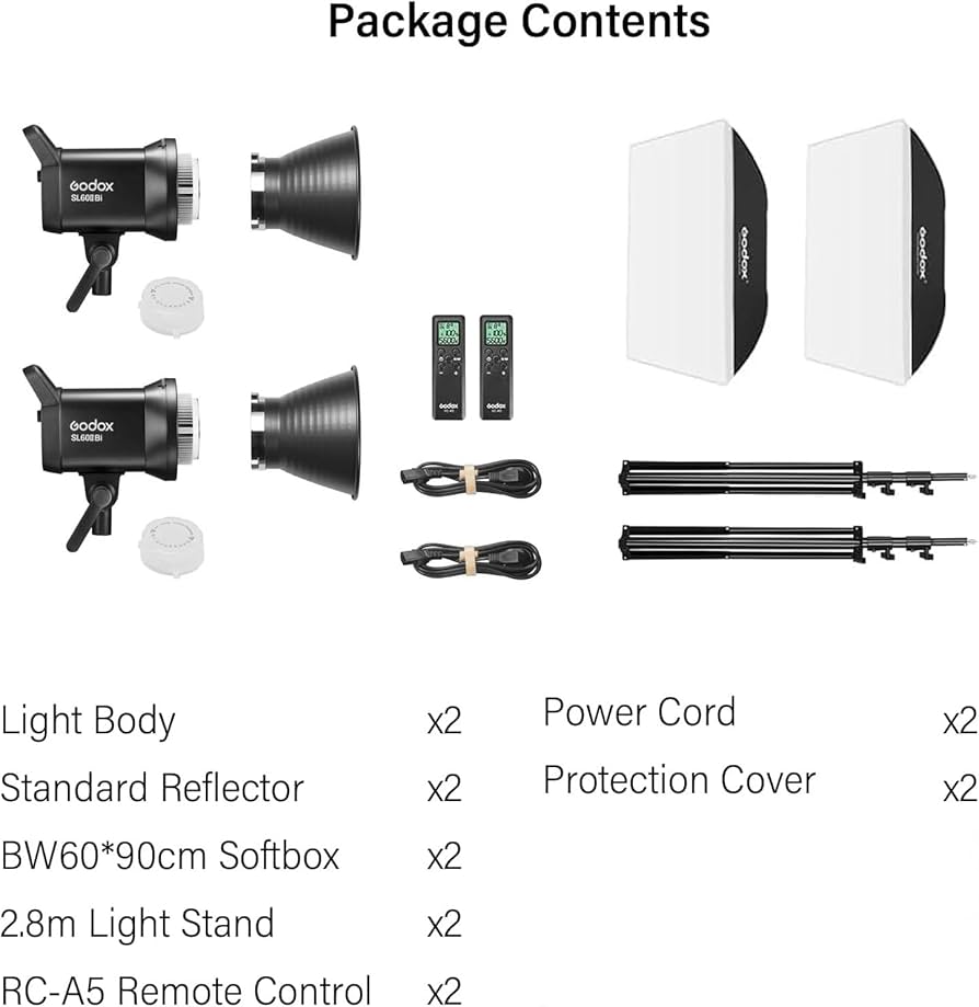 Amazon.com : Godox 2 Pack SL-60II bi 120W CRI95+ Bi-Color