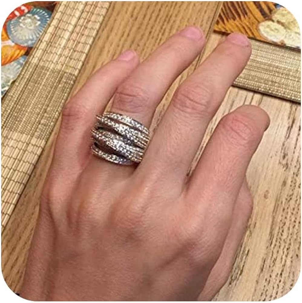 Amazon.com: Gixaxak 925 Sterling Silver Shiny Diamond Ring Multi