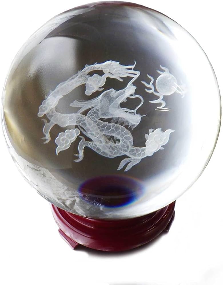 Amazon.co.jp: 人工 (溶錬) 水晶玉 昇龍レーザー彫り110mm[風水グッズ
