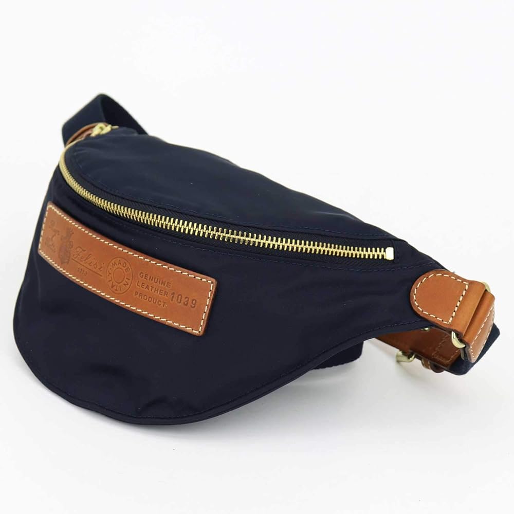 Amazon | [フェリージ] ボディバッグ ナイロン×レザー ウエストバッグ